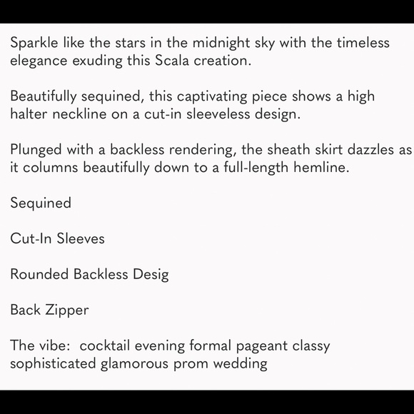 SCALA 77335 Sequined High Halter Backless Gown - Picture 8 of 8